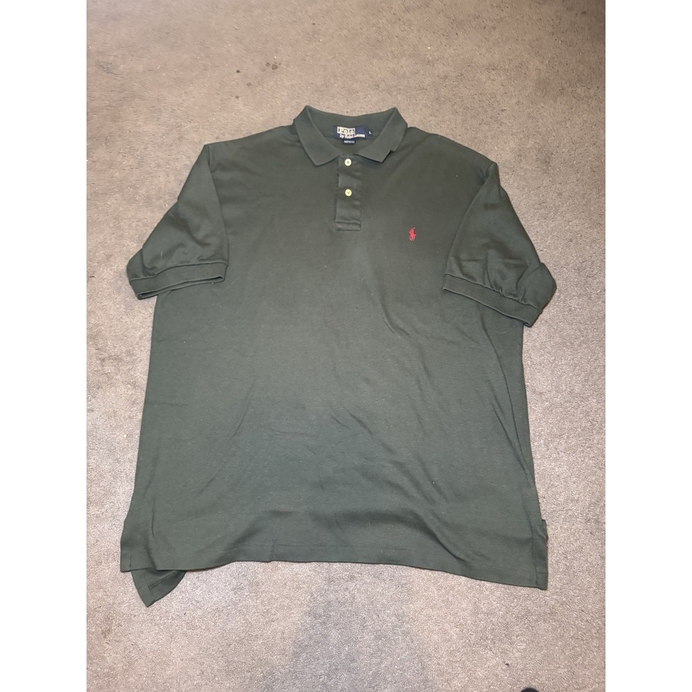 Vintage Polo Ralph Lauren USA Made Green Pony Polo Shirt Men's Large Cotton